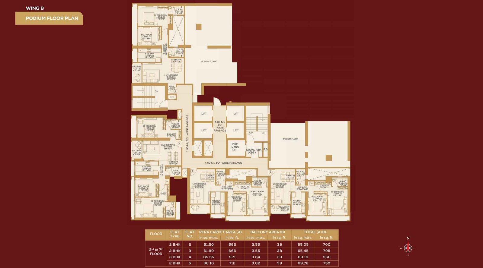 Dosti-604-Podium-Typical-Floor-Plan-Wing-B